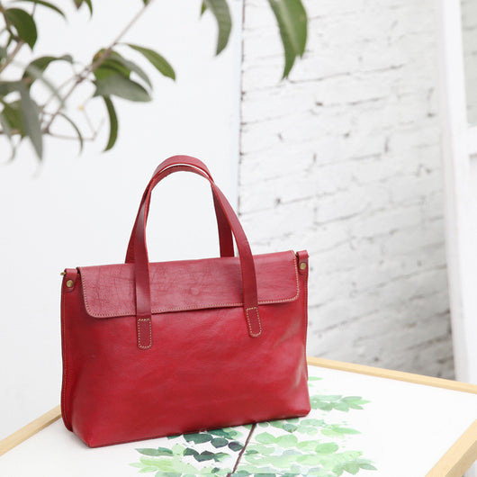 Bolso de Cuero Curtido al Vegetal con Asa de Mano y Correa Cruzada