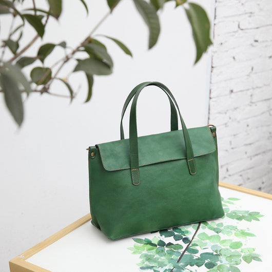 Bolso de Cuero Curtido al Vegetal con Asa de Mano y Correa Cruzada - Image 3