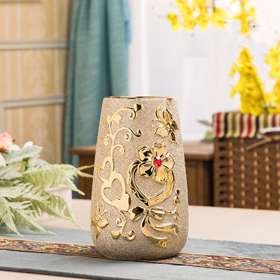 Jarrón de Cerámica Dorado Estilo Europeo para Decoración del Hogar - Image 3