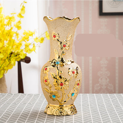 Jarrón de Cerámica Dorado Estilo Europeo para Decoración del Hogar - Image 2