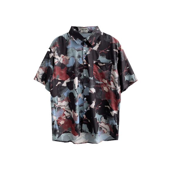 Camisa Floral Estampada de Manga Corta para Hombre - Diseño Artístico Verano