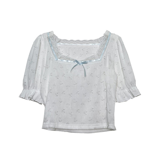 Blusa Corta de Encaje Calado con Moño - Top Tendencia Deseo Puro - Image 2