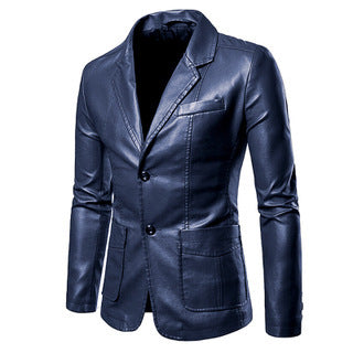 Chaqueta de Cuero PU Slim Fit con Solapa - Blazer Versátil para Hombre - Image 6