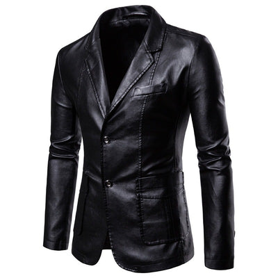 Chaqueta de Cuero PU Slim Fit con Solapa - Blazer Versátil para Hombre - Image 2