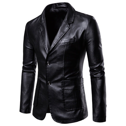 Chaqueta de Cuero PU Slim Fit con Solapa - Blazer Versátil para Hombre - Image 2