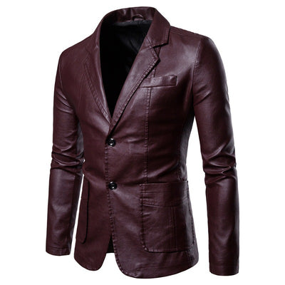 Chaqueta de Cuero PU Slim Fit con Solapa - Blazer Versátil para Hombre - Image 4