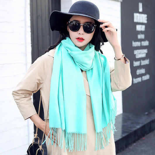 Bufanda Larga de Invierno para Mujer con Borlas, Estilo Coreano Grueso y Versátil - Image 18