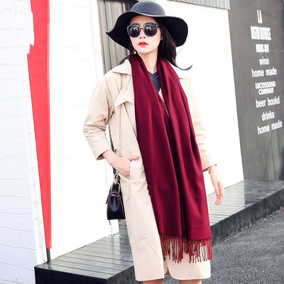 Bufanda Larga de Invierno para Mujer con Borlas, Estilo Coreano Grueso y Versátil - Image 5