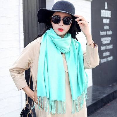 Bufanda Larga de Invierno para Mujer con Borlas, Estilo Coreano Grueso y Versátil - Image 10
