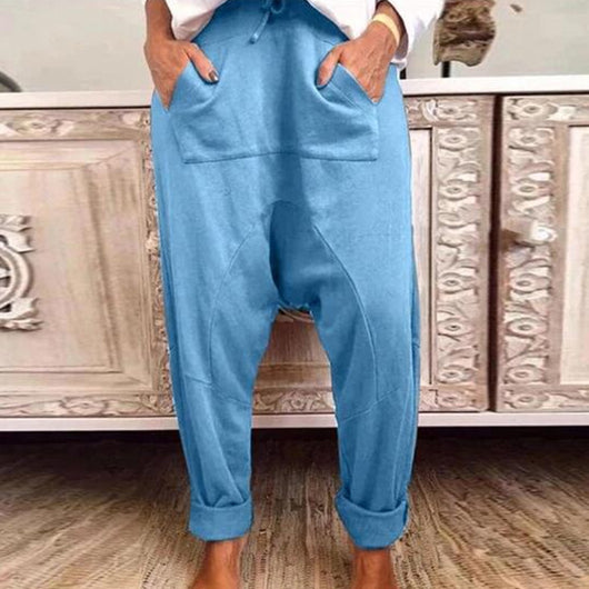 Pantalones Harem Casual con Cordones y Detalles de Encaje para Mujer - Image 4