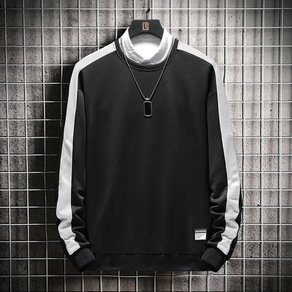 Sudadera Acolchada de Cuello Redondo con Rayas Estampadas