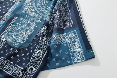 Camisa Retro Estampado Flor de Anacardo Manga Corta para Hombre - Image 12