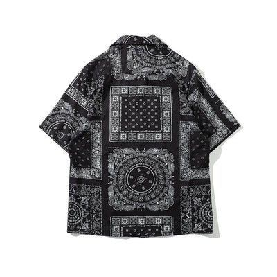 Camisa Retro Estampado Flor de Anacardo Manga Corta para Hombre - Image 8