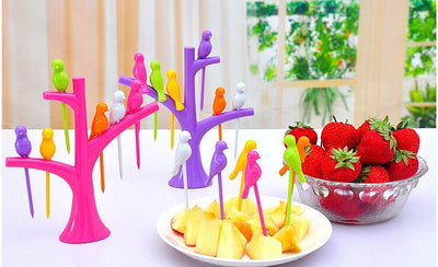 Tenedores Decorativos Infantiles con Diseño de Árbol y Pájaros - Set de Pinchos para Frutas y Postres - Image 8
