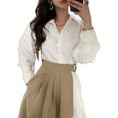 Vestido Dos Piezas con Falda Plisada Irregular y Blusa Envolvente - Image 4