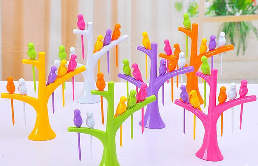Tenedores Decorativos Infantiles con Diseño de Árbol y Pájaros - Set de Pinchos para Frutas y Postres - Image 11