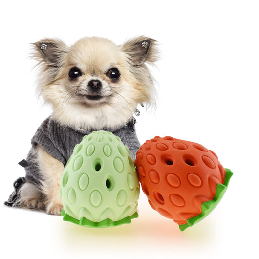 Juguete Pelota Interactiva Resistente para Perros - Diseño Fresa con Dispensador - Image 8
