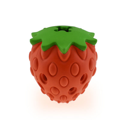 Juguete Pelota Interactiva Resistente para Perros - Diseño Fresa con Dispensador - Image 7