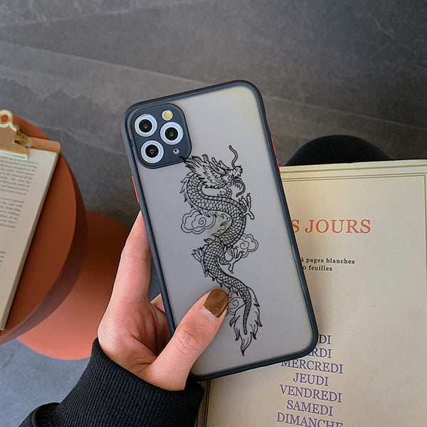 Funda Protectora Mate para iPhone XS - Diseño Dragon Line Premium