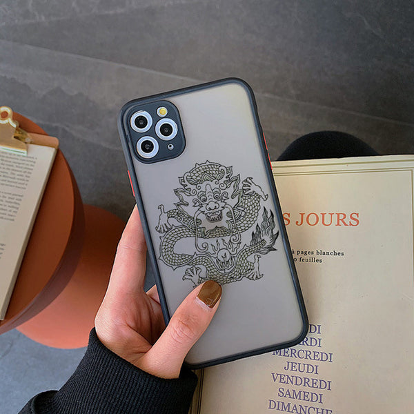 Funda Protectora Mate para iPhone XS - Diseño Dragon Line Premium