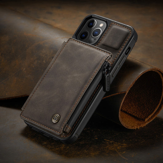 Funda Retro Esmerilada Multifuncional con Cierre y Compartimentos para Tarjetas - Image 10