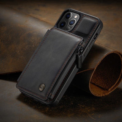 Funda Retro Esmerilada Multifuncional con Cierre y Compartimentos para Tarjetas - Image 14