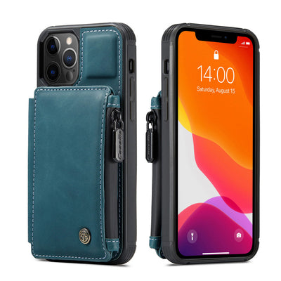 Funda Retro Esmerilada Multifuncional con Cierre y Compartimentos para Tarjetas - Image 12