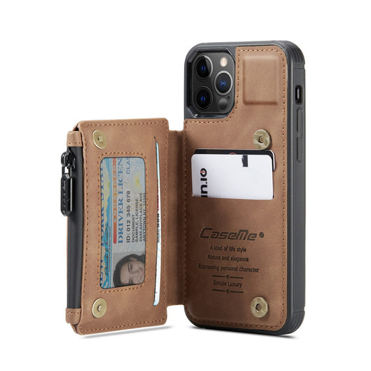 Funda Retro Esmerilada Multifuncional con Cierre y Compartimentos para Tarjetas - Image 19