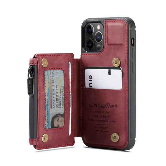 Funda Retro Esmerilada Multifuncional con Cierre y Compartimentos para Tarjetas - Image 17