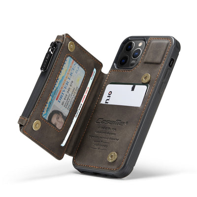 Funda Retro Esmerilada Multifuncional con Cierre y Compartimentos para Tarjetas - Image 24