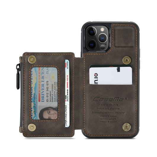 Funda Retro Esmerilada Multifuncional con Cierre y Compartimentos para Tarjetas - Image 23
