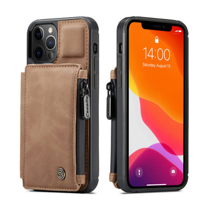 Funda Retro Esmerilada Multifuncional con Cierre y Compartimentos para Tarjetas - Image 2