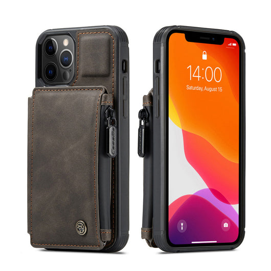 Funda Retro Esmerilada Multifuncional con Cierre y Compartimentos para Tarjetas - Image 7