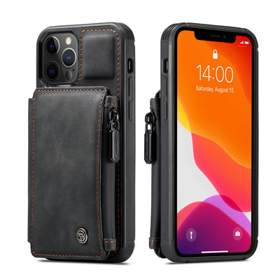 Funda Retro Esmerilada Multifuncional con Cierre y Compartimentos para Tarjetas - Image 8