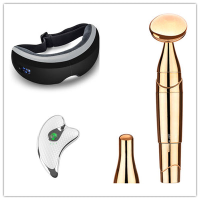 White Bluetooth music eye massager with control panel, air pressure, and hot compress functions in a gift box. - Image 5