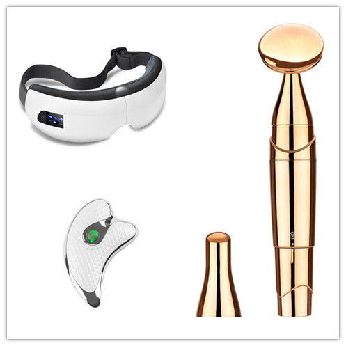 White Bluetooth music eye massager with control panel, air pressure, and hot compress functions in a gift box. - Image 6