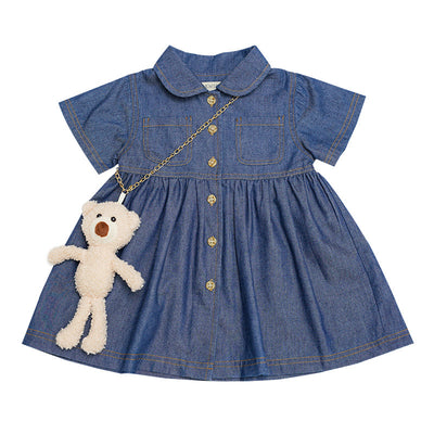 Vestido Princesa de Color Puro Estilo Coreano para Niña Verano - Image 9