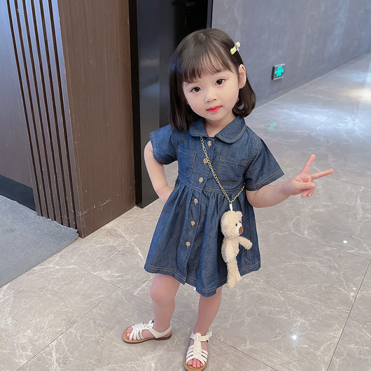 Vestido Princesa de Color Puro Estilo Coreano para Niña Verano - Image 4