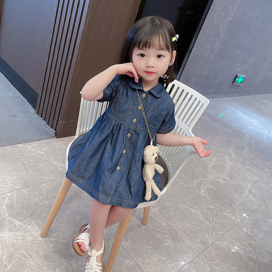 Vestido Princesa de Color Puro Estilo Coreano para Niña Verano - Image 3