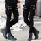 Black Motorcycle Denim Pants with Protective Reinforcements