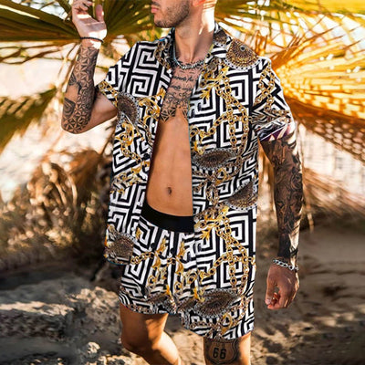 Conjunto de Dos Piezas con Camisa Hawaiana Suelta Estilo Playa - Image 9