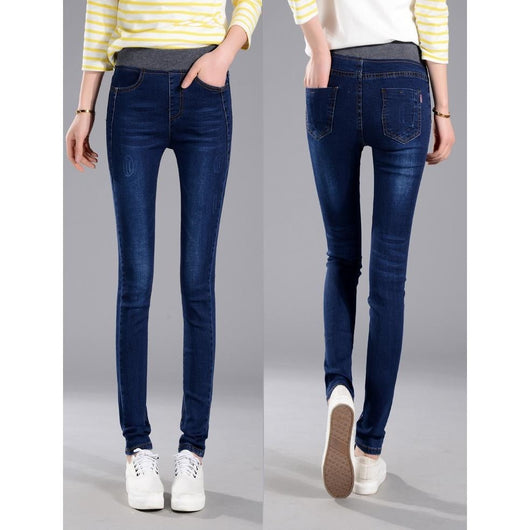 Pantalones Vaqueros Cintura Elástica Talle Alto Ajuste Slim - Image 8