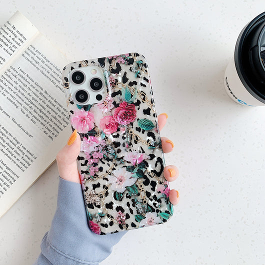 Funda Transparente con Diseño Floral Leopardo para iPhone 12, 11, Pro Max, 7, 8 Plus, SE, X - Image 2
