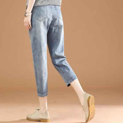 Jeans Cortos con Cintura Elástica y Bordados para Mujer - Colección Verano - Image 11