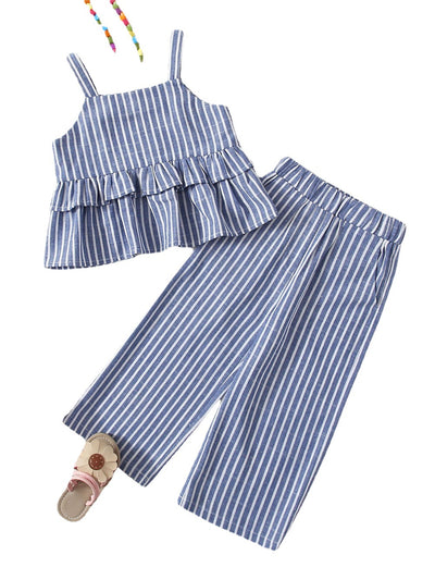 Conjunto Infantil de Rayas Europeo Americano para Niñas - Image 4