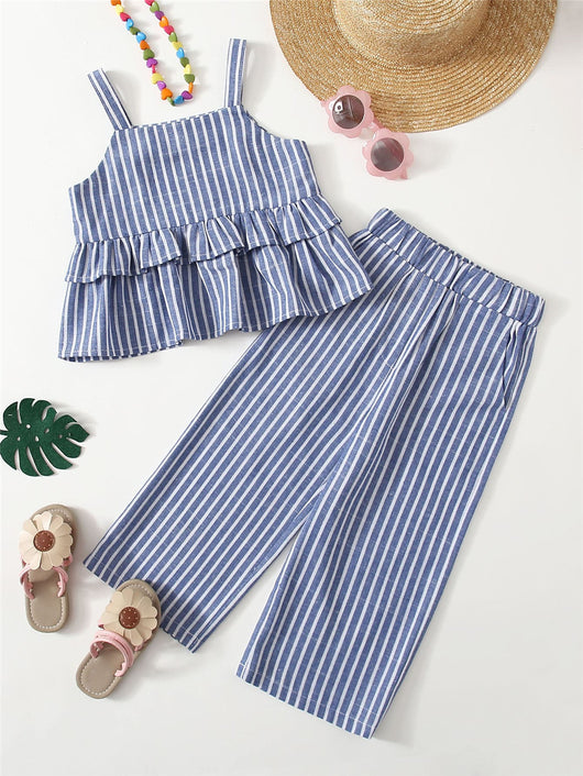 Conjunto Infantil de Rayas Europeo Americano para Niñas