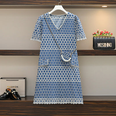Vestido Denim Bordado Talla Grande para Mujer - Image 4