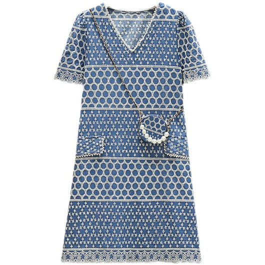 Vestido Denim Bordado Talla Grande para Mujer - Image 5