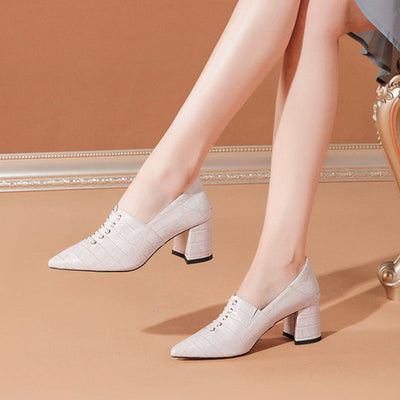 Zapatos de Cuero Elegantes con Tacón Medio Cómodo y Punta Afilada - Image 5