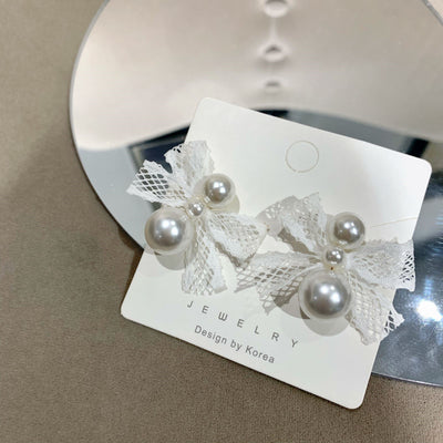 Aretes de Plata 925 Moño con Perla y Encaje Delicado - Image 6